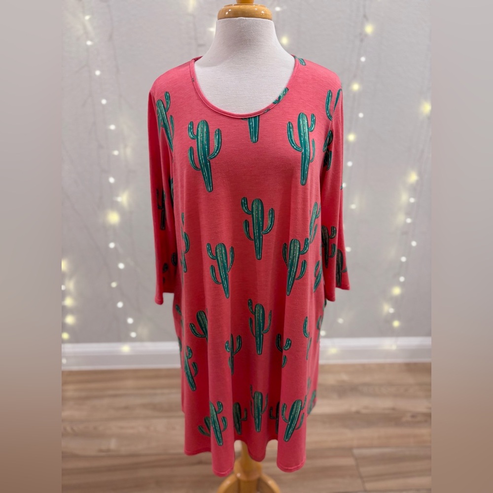 Pink Cactus Print Dress